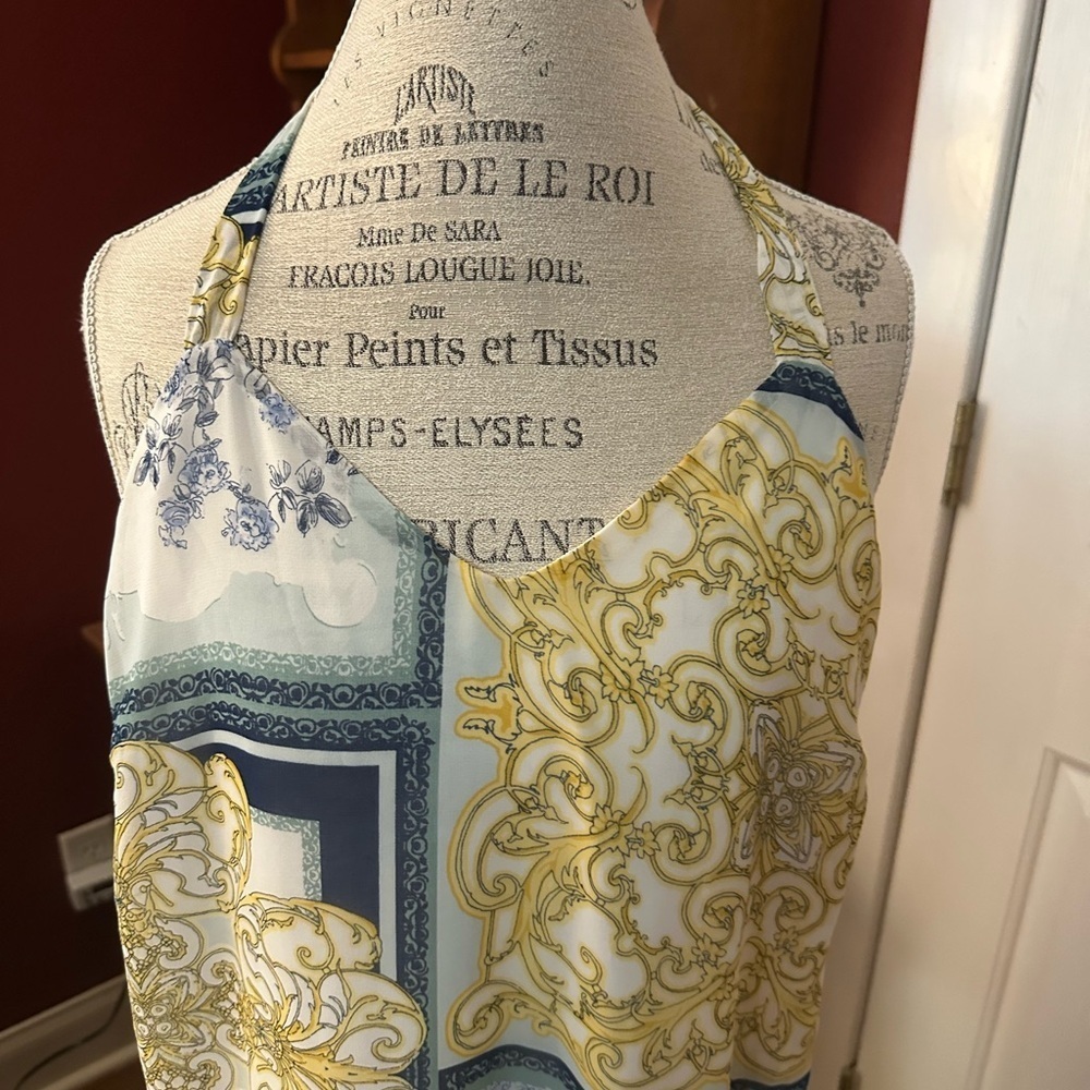 Gilli Blue and Cream Halter Dress - Picture 5 of 7